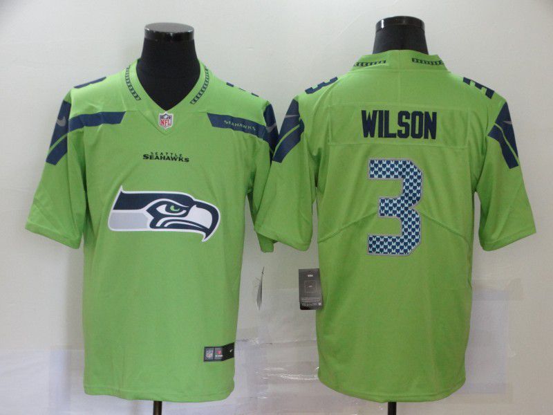 Men Seattle Seahawks #3 Wilson Green Nike Team logo fashion NFL Jersey->houston texans->NFL Jersey
